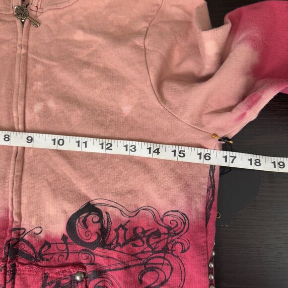 Key Y2K Jacket Womens Small Koi Fish Studded Hoodie Tattoo Art Asian Key Closet - Picture 10 of 12